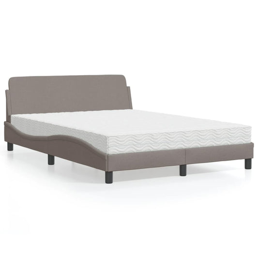 Bett mit Matratze "Dover" Taupe 120x200 cm Stoff