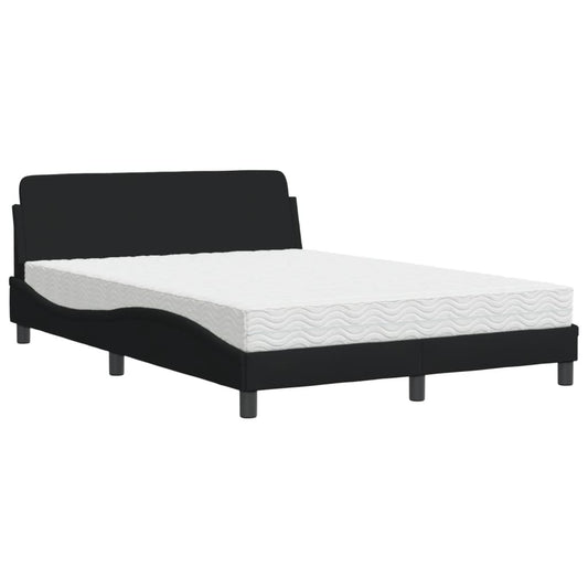 Bett mit Matratze "Dover" Schwarz 140x190 cm Stoff