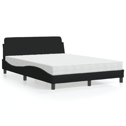 Bett mit Matratze "Dover" Schwarz 140x190 cm Stoff