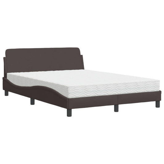Bett mit Matratze "Dover" Dunkelbraun 140x190 cm Stoff