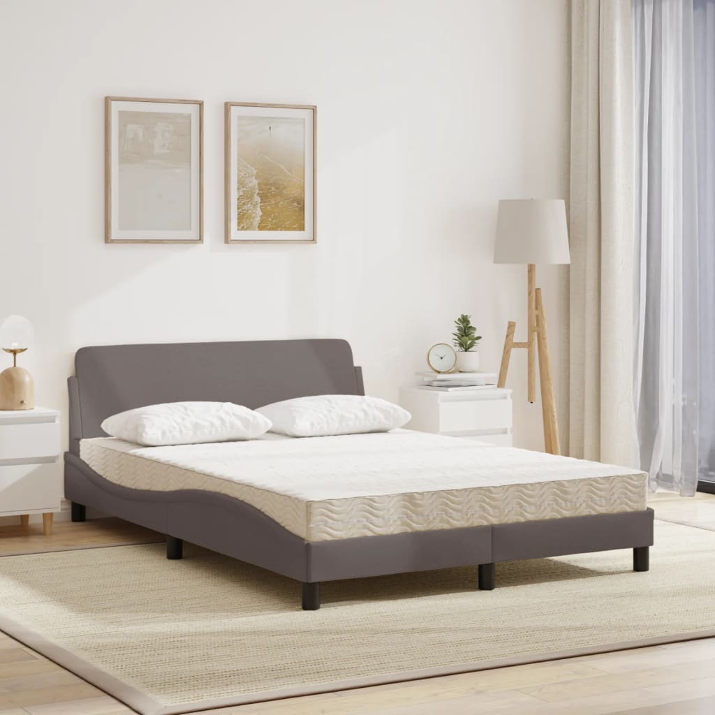 Bett mit Matratze "Dover" Taupe 140x190 cm Stoff