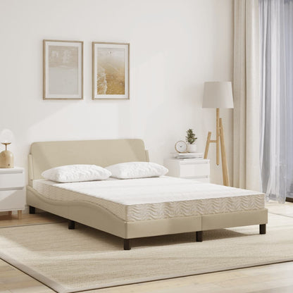 Bett mit Matratze "Dover" Creme 140x190 cm Stoff