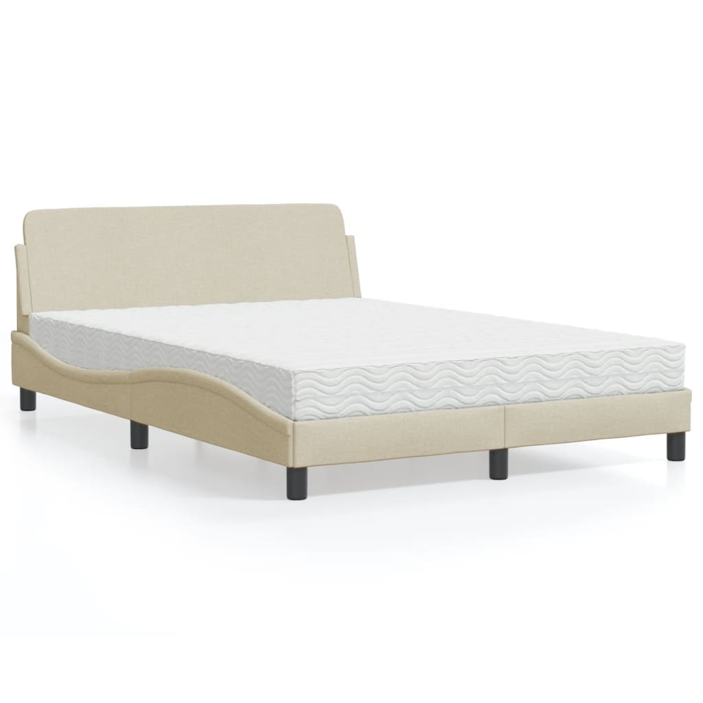 Bett mit Matratze "Dover" Creme 140x190 cm Stoff