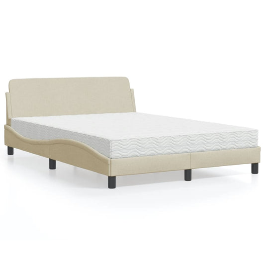 Bett mit Matratze "Dover" Creme 140x190 cm Stoff