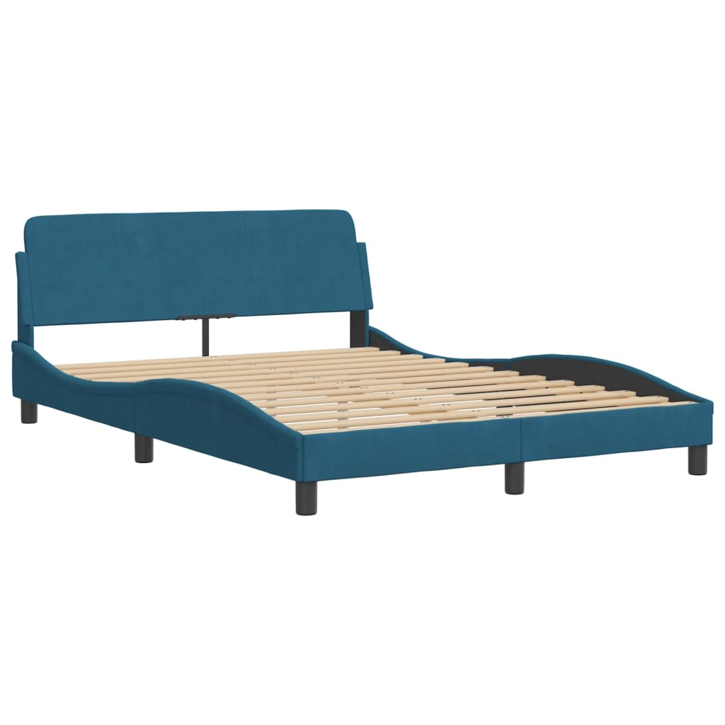 Bett mit Matratze "Dover" Blau 140x190 cm Samt