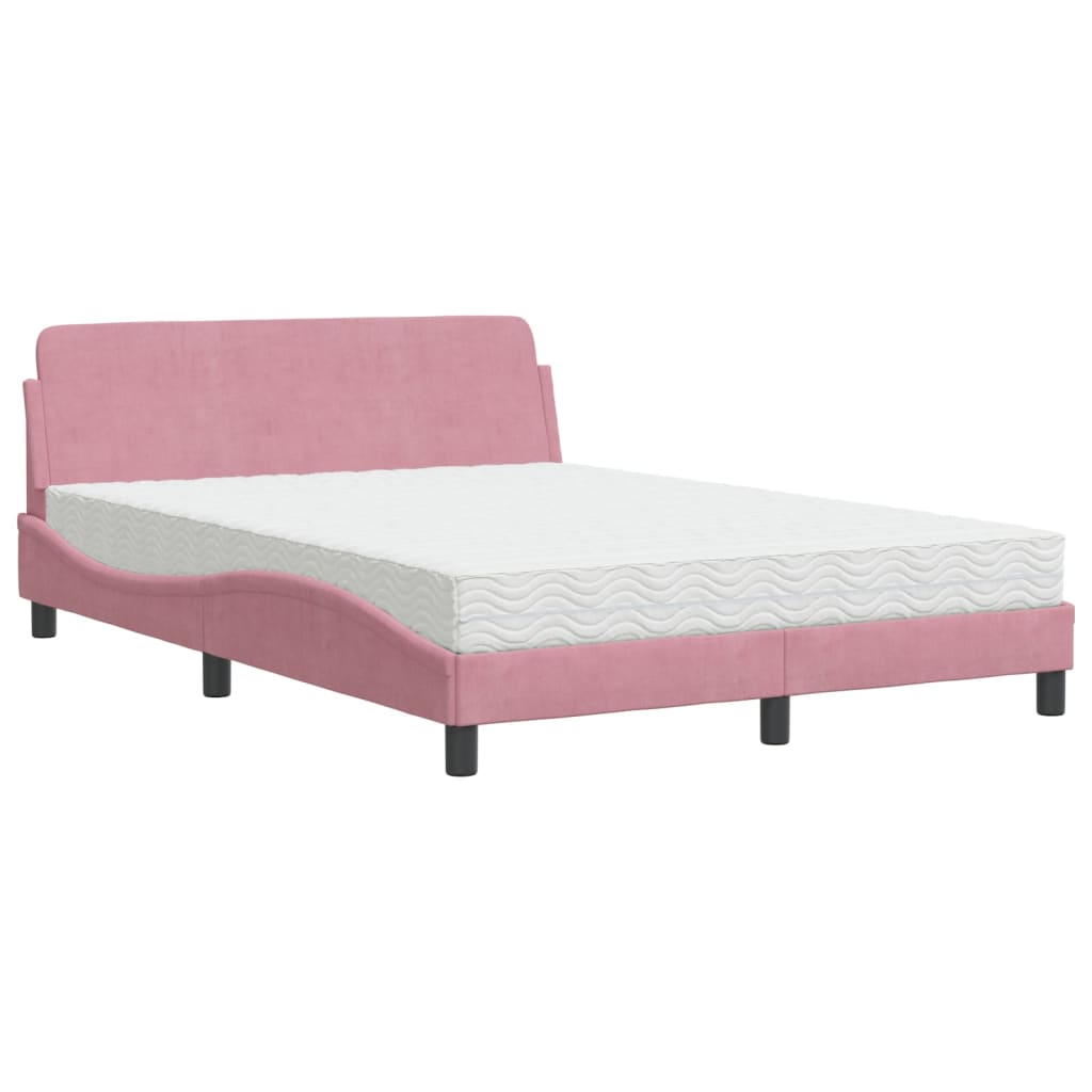 Bett mit Matratze "Dover" Rosa 140x190 cm Samt