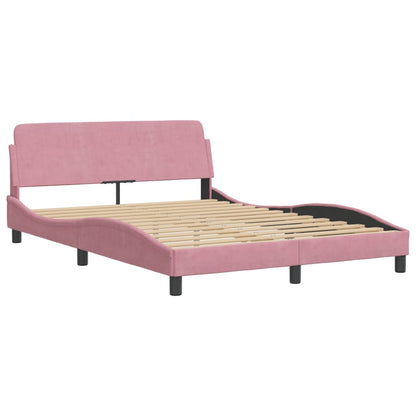 Bett mit Matratze "Dover" Rosa 140x190 cm Samt