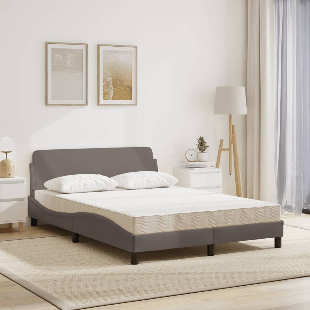 Bett mit Matratze "Dover" Taupe 140x200 cm Stoff