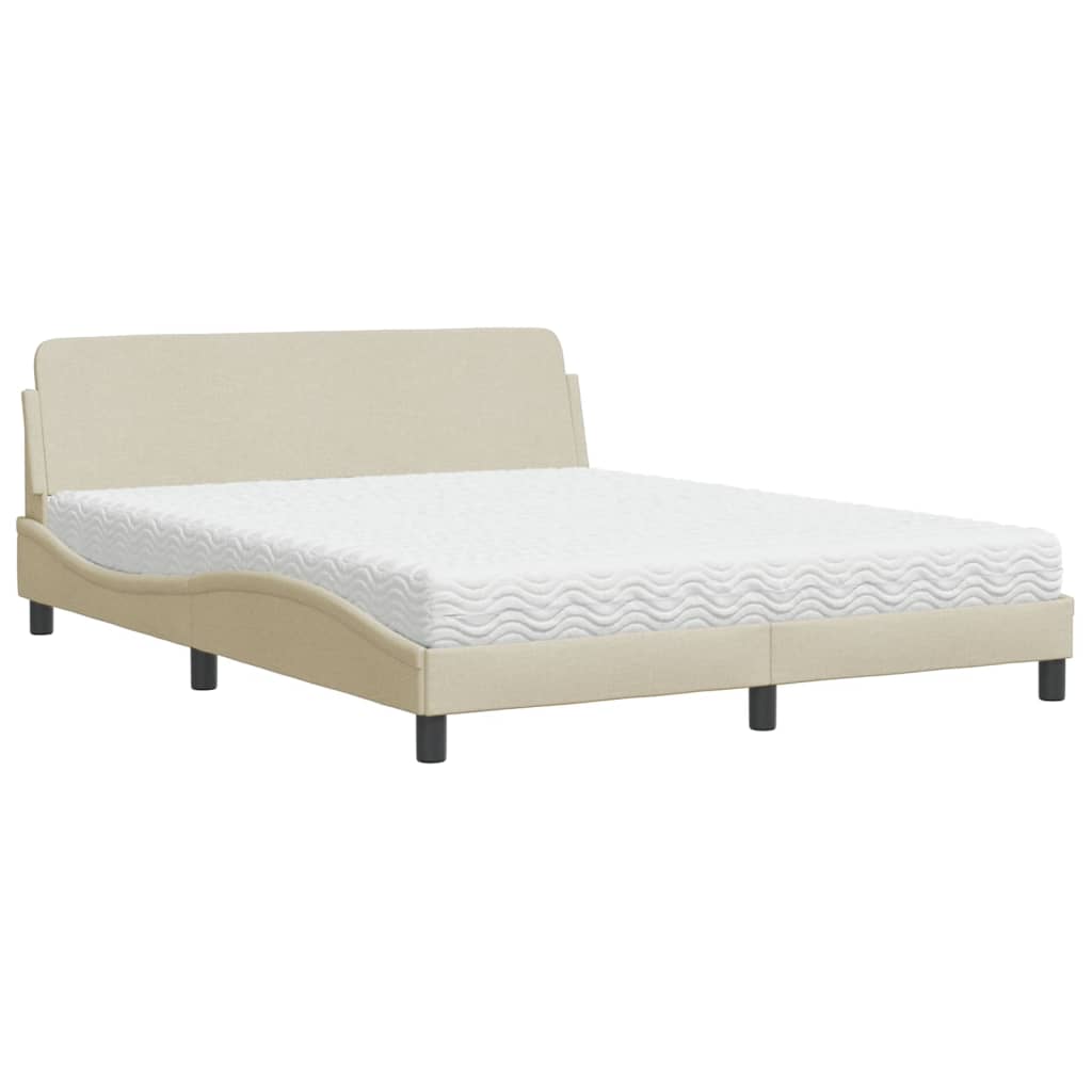 Bett mit Matratze "Dover" Creme 160x200 cm Stoff