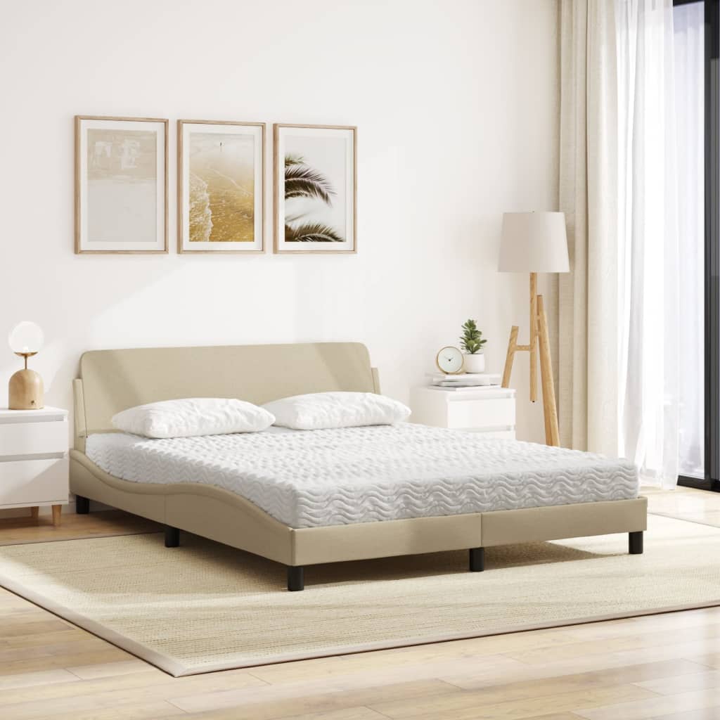 Bett mit Matratze "Dover" Creme 160x200 cm Stoff