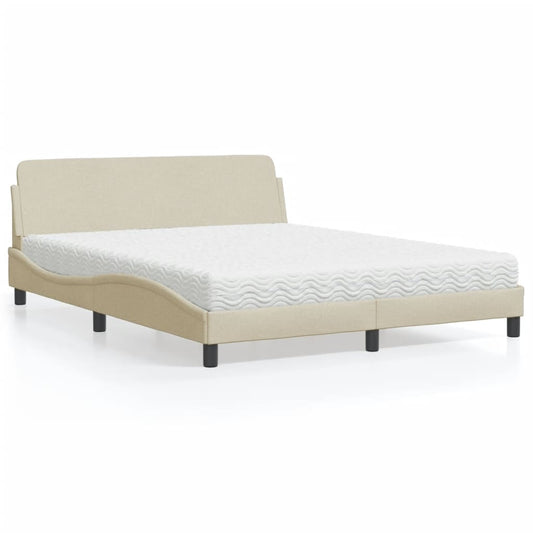 Bett mit Matratze "Dover" Creme 160x200 cm Stoff