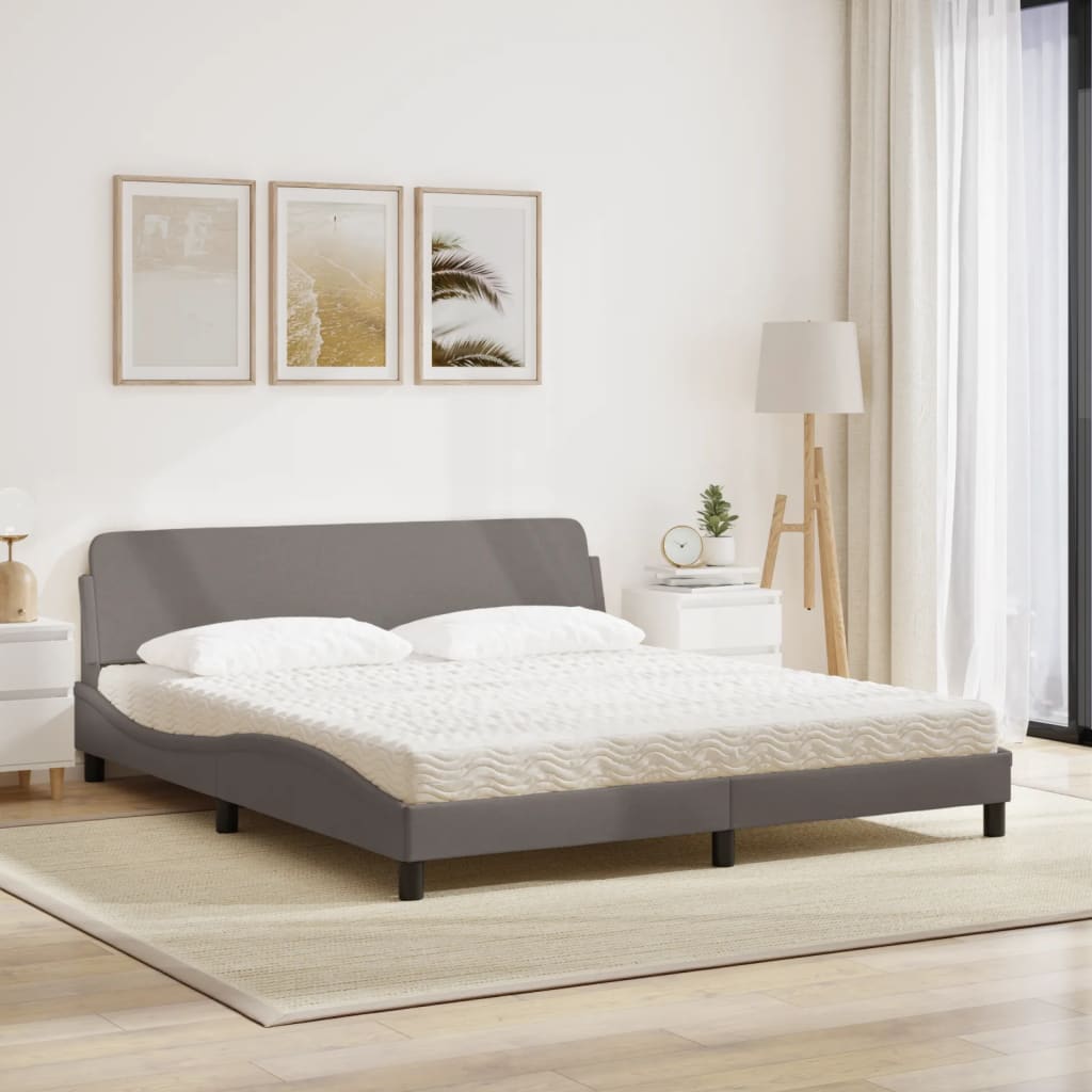 Bett mit Matratze "Dover" Taupe 180x200 cm Stoff