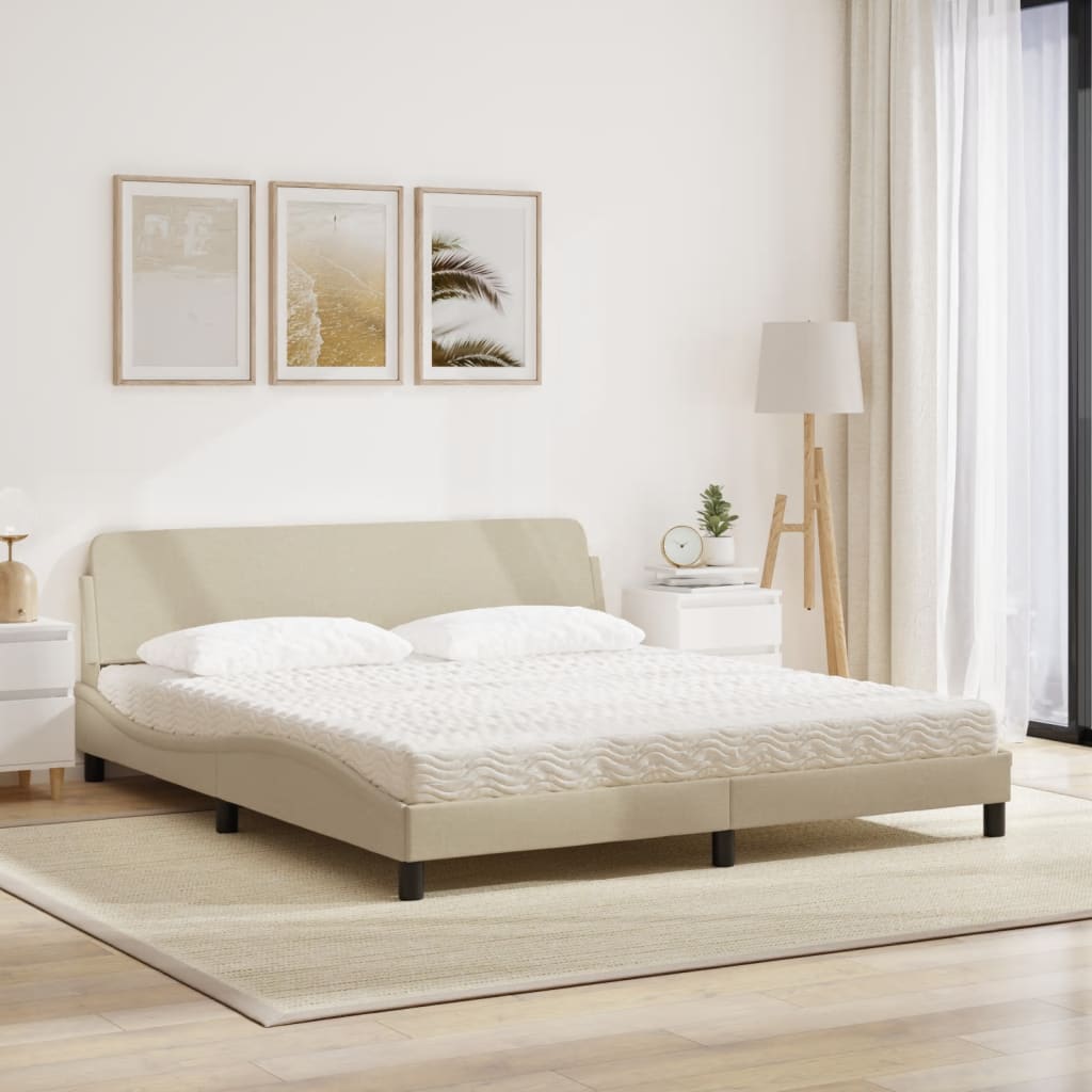 Bett mit Matratze "Dover" Creme 180x200 cm Stoff