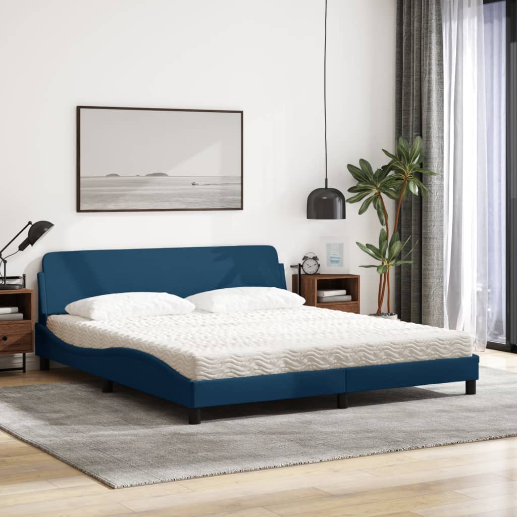 Bett mit Matratze "Dover" Blau 180x200 cm Stoff
