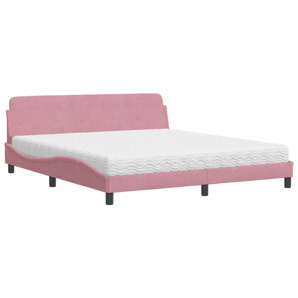 Bett mit Matratze "Dover" Rosa 180x200 cm Samt