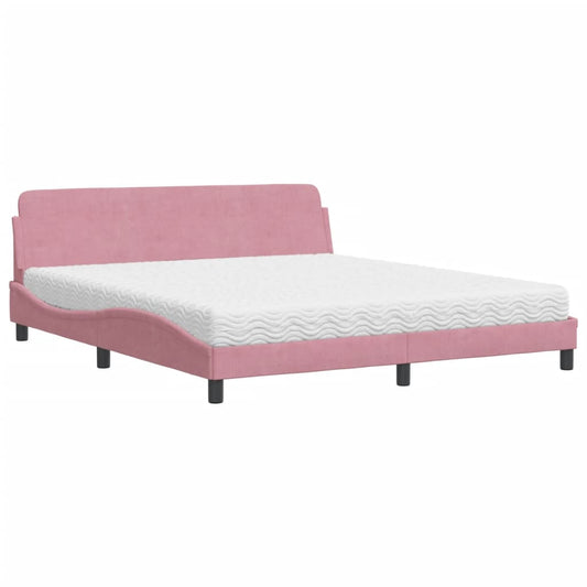 Bett mit Matratze "Dover" Rosa 180x200 cm Samt