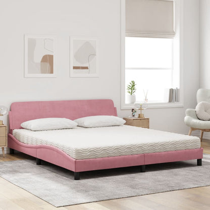 Bett mit Matratze "Dover" Rosa 180x200 cm Samt