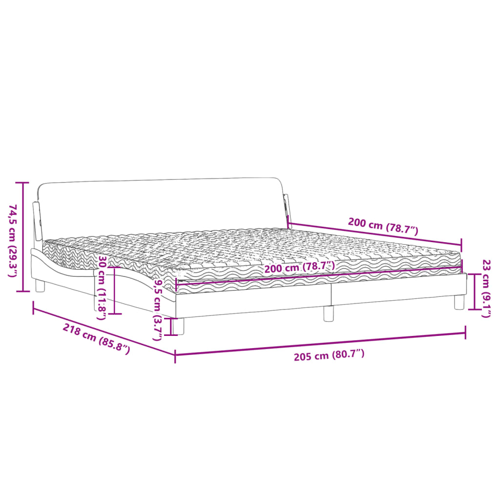 Bett mit Matratze "Dover" Blau 200x200 cm Stoff