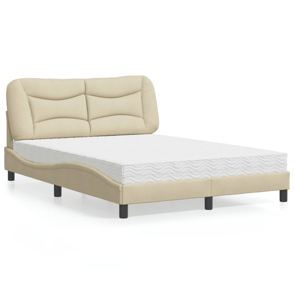 Bett mit Matratze "Hvar" Creme 140x190 cm Stoff