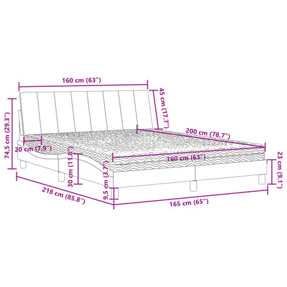 Bett mit Matratze "Hanko" Blau 160x200 cm Samt