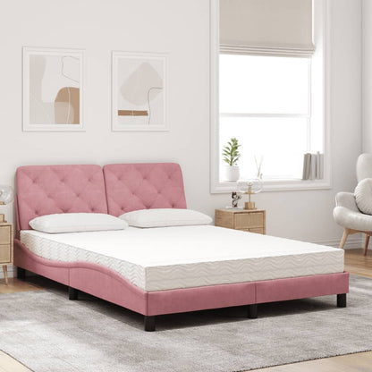 Bett mit Matratze Rosa 120x200 cm Samt