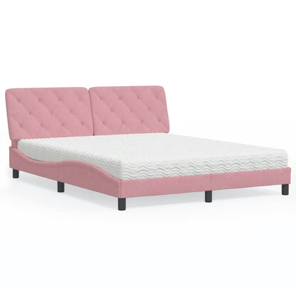 Bett mit Matratze Rosa 160x200 cm Samt