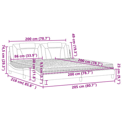 Bett "Viana" mit Matratze Grau 200x200 cm Kunstleder