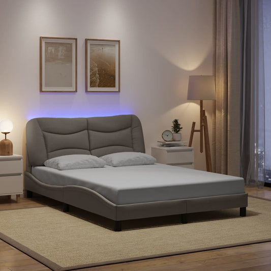 Bettgestell mit LED ohne Matratze "Hvar" Taupe 140x190 cm Stoff