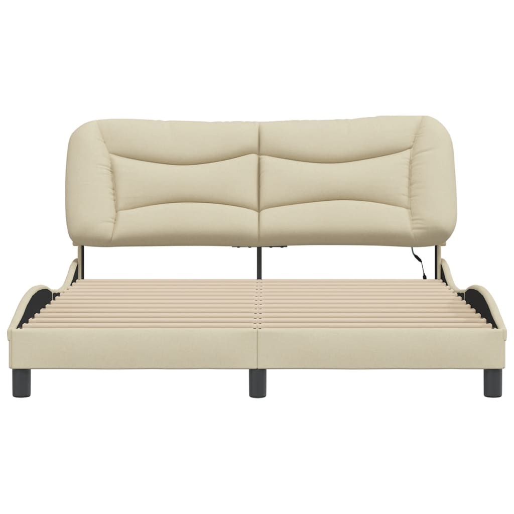 Bettgestell mit LED ohne Matratze "Hvar" Creme 160x200 cm Stoff