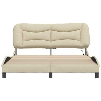 Bettgestell mit LED ohne Matratze "Hvar" Creme 160x200 cm Stoff