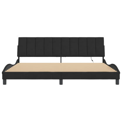 Bettgestell mit LED ohne Matratze "Hanko" Schwarz 200x200 cm Samt