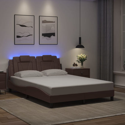 Bettgestell "Viana" mit LED ohne Matratze Braun 140x190 cm