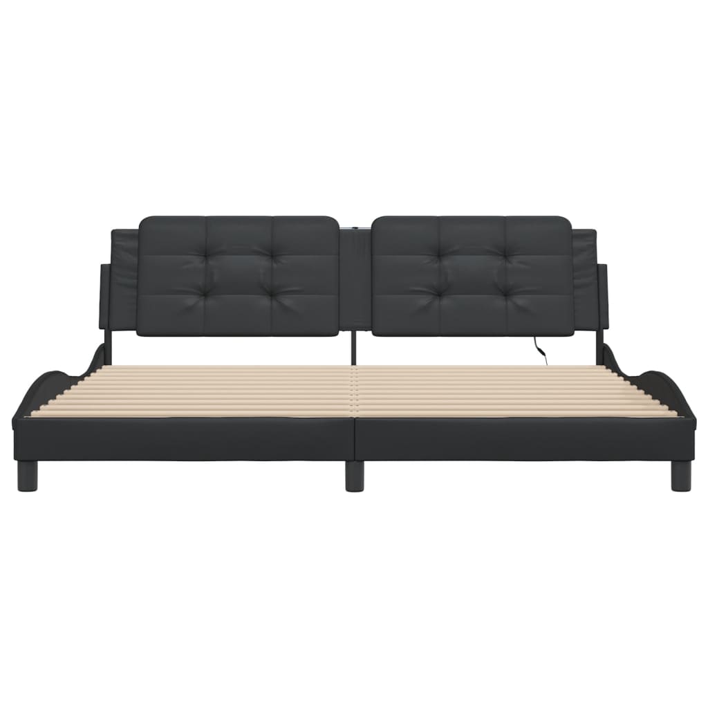 Bettgestell mit LED ohne Matratze "Zadar" Schwarz 200x200 cm