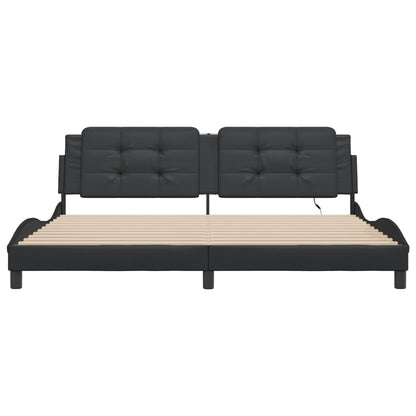 Bettgestell mit LED ohne Matratze "Zadar" Schwarz 200x200 cm