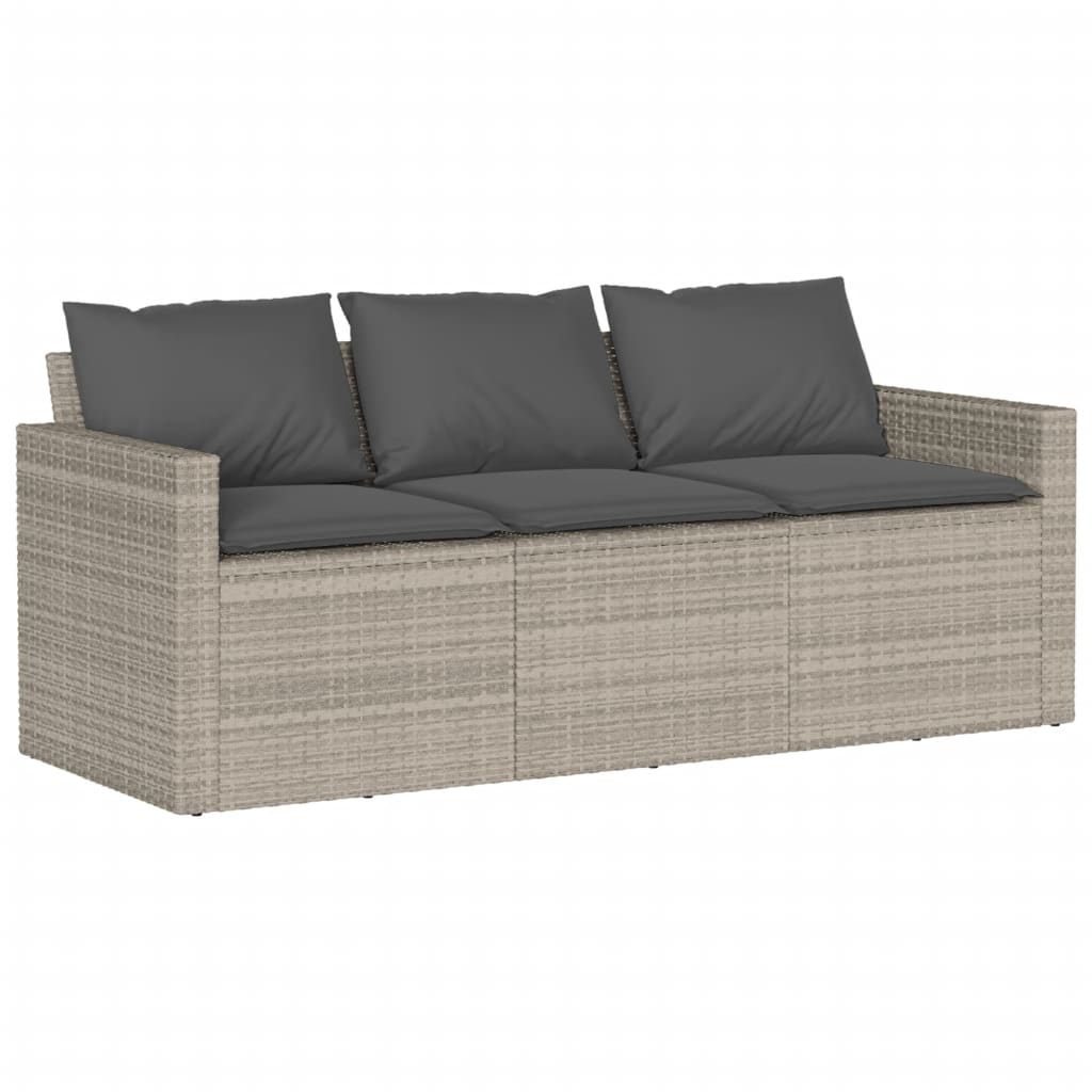 6-tlg. Garten-Sofagarnitur mit Kissen Hellgrau Poly Rattan
