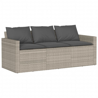 6-tlg. Garten-Sofagarnitur mit Kissen Hellgrau Poly Rattan