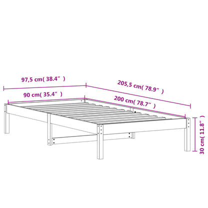 Tagesbett ohne Matratze Wachsbraun 90x200 cm Massivholz Kiefer