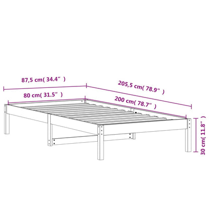 Tagesbett ohne Matratze Wachsbraun 80x200 cm Massivholz Kiefer