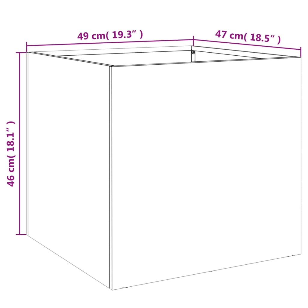 Pflanzkübel Anthrazit 49x47x46 cm Stahl