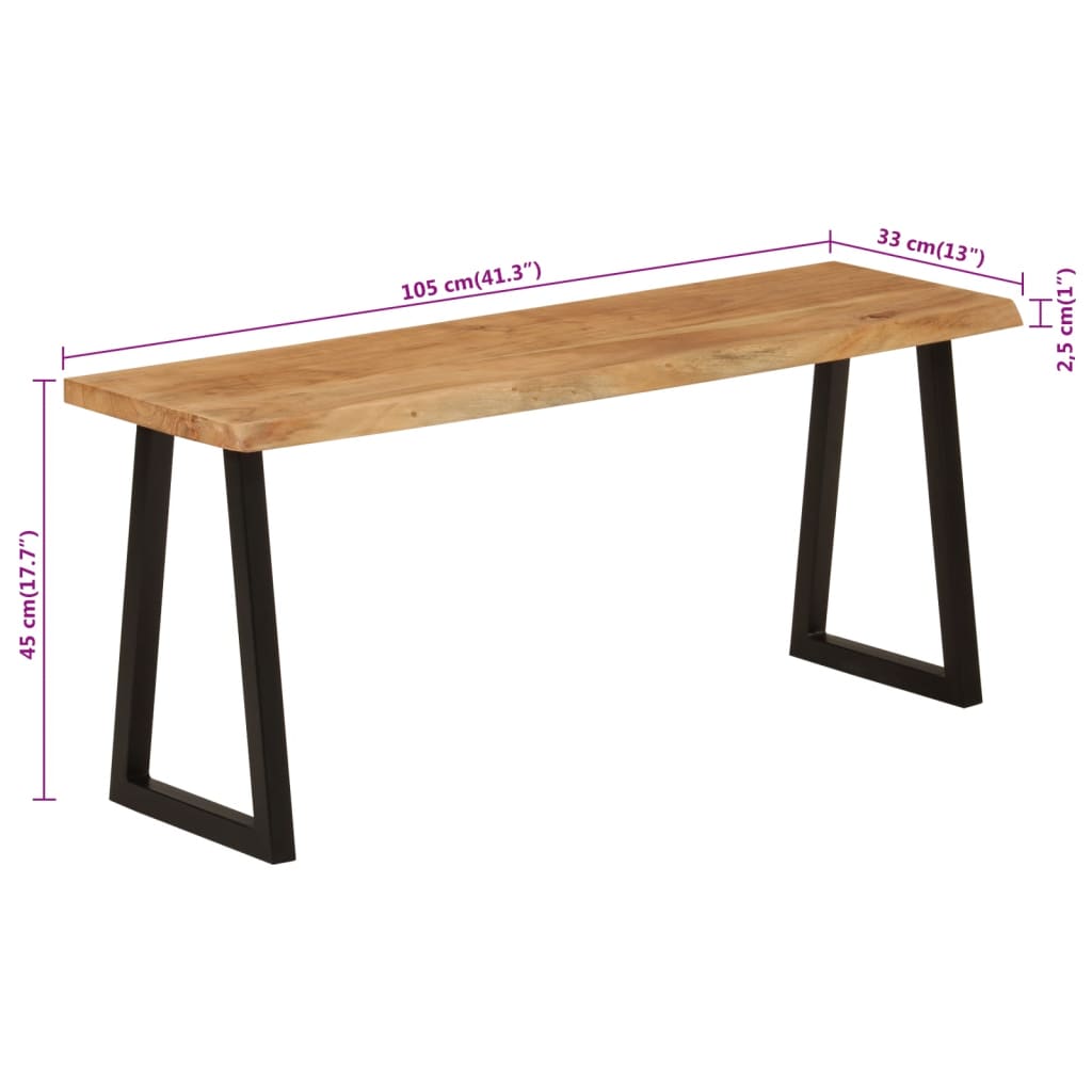 Bank Baumkante 105 cm Massivholz Akazie