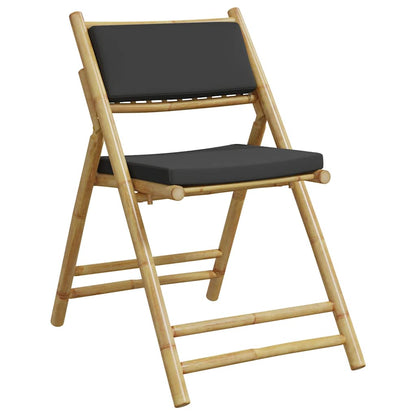 5-tlg. Bistro-Set Klappbar mit Dunkelgrauen Kissen Bambus