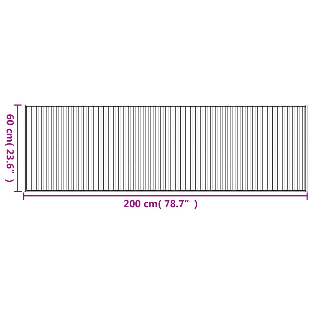 Teppich Rechteckig Hell Natur 60x200 cm Bambus