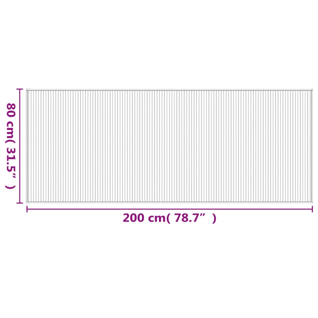 Teppich Rechteckig Grau 80x200 cm Bambus