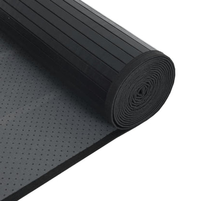 Teppich Quadratisch Schwarz 100x100 cm Bambus