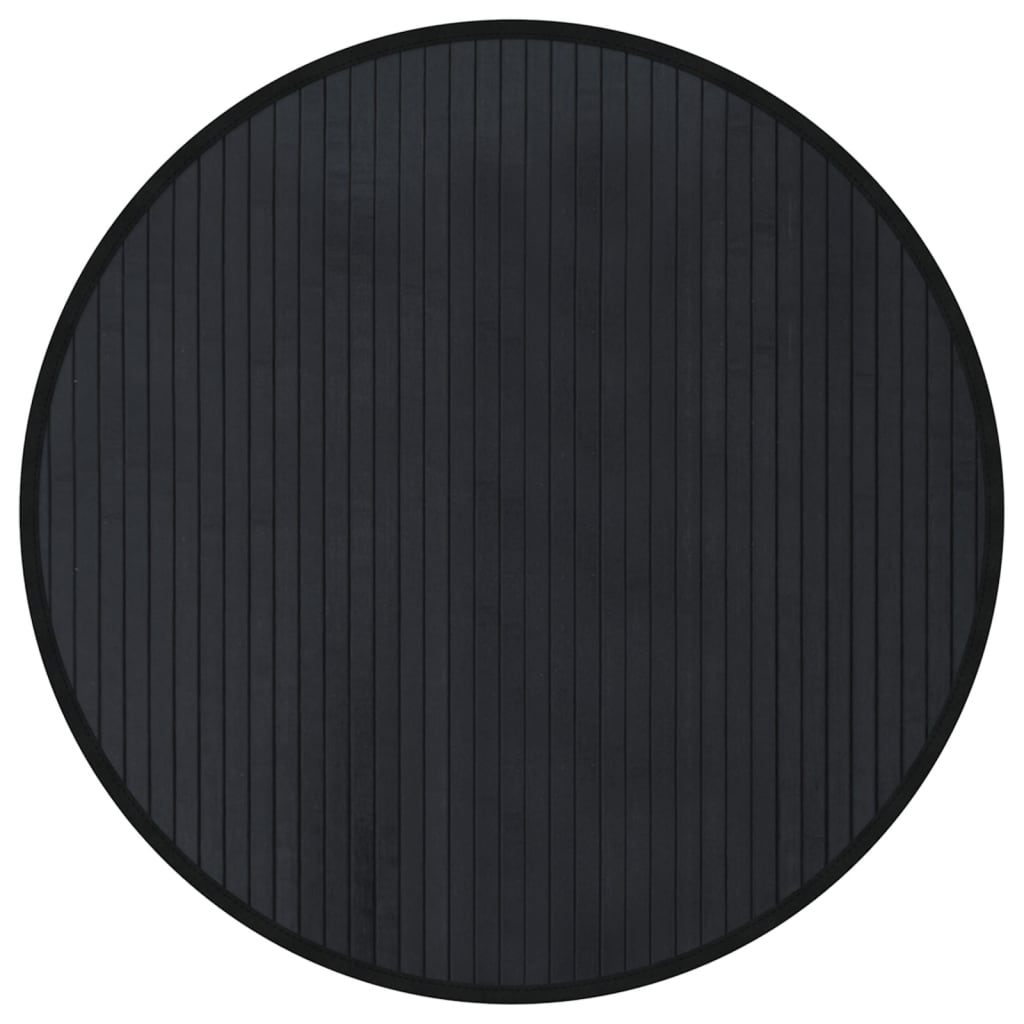 Teppich Rund Schwarz 60 cm Bambus