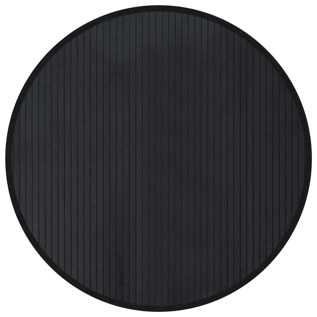 Teppich Rund Schwarz 80 cm Bambus