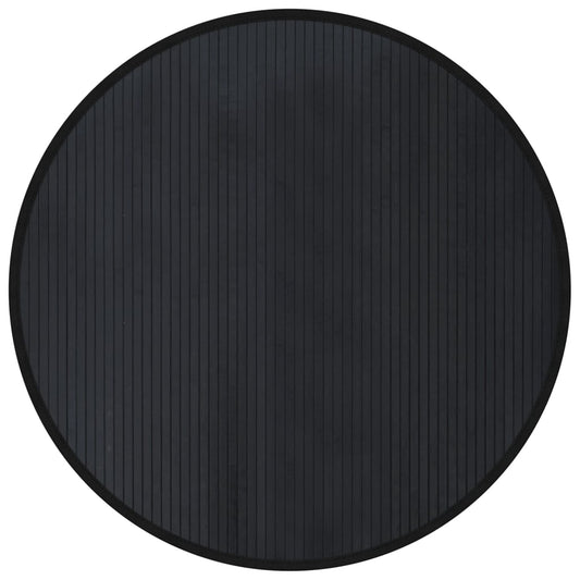 Teppich Rund Schwarz 100 cm Bambus