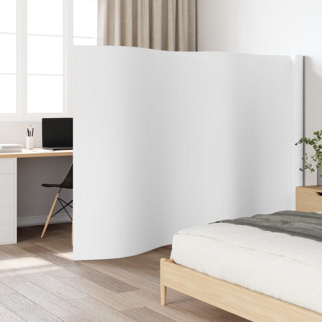 Paravent Weiß 165x600 cm Bambus
