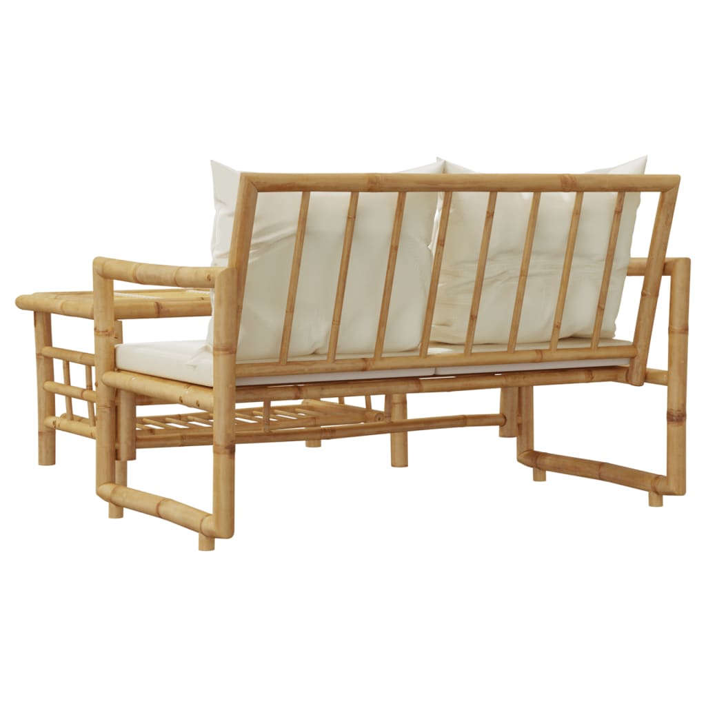 2-teiliges Gartensofa-Set mit Kissen Bambus