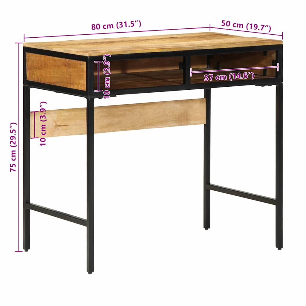 Schreibtisch mit Regal Braun 80 x 50 x 75 cm massives Mangoholz
